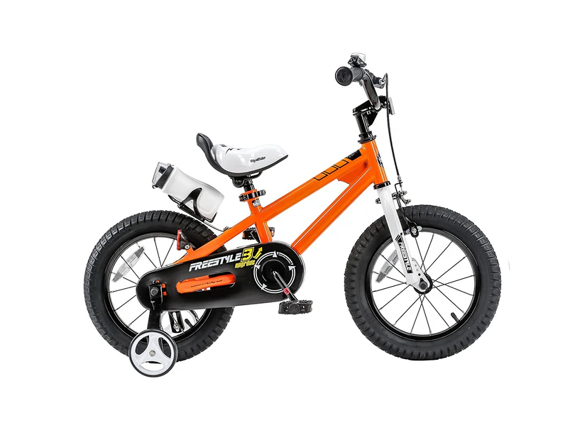 RoyalBaby 12'' BMX Freestyle Kids Bike Boy's Bikes Girl's Bicycle Training Wheels Water Bottle & Bell 12 inch Wheels Orange