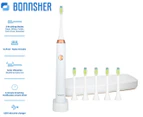 Bonnsher Sonic Electric Toothbrush + 6 x Replacement Brush Heads