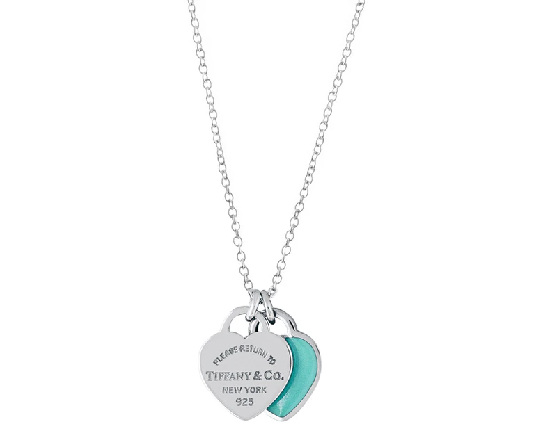 Tiffany & Co. Return To Tiffany Mini Double Heart Tag Pendant Necklace - Silver