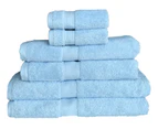 650GSM Real 100% Egyptian Cotton 7 Pieces Bath Sheet Set Sky Blue