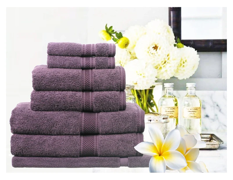 650GSM Real 100% Egyptian Cotton 7 Pieces Towel  Set Aubergine