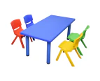 120x60cm Rectangle Blue Kid's Table and 4 Mixed Chairs