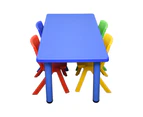 120x60cm Rectangle Blue Kid's Table and 4 Mixed Chairs
