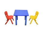 60x60cm Square Blue Kid's Table and 1 x Yellow Chair 1 x Red Chair