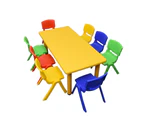 120x60cm Yellow Rectangle Kid's Table and 8 Mixed Chairs