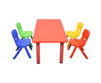 120x60cm Rectangle Red Kid's Table and 4 Mixed Chairs