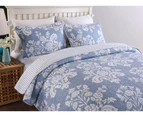 Luxury 100% Cotton Coverlet / Bedspread Set Comforter Quilt  for Queen King Size bed 230x250cm Blue Damask Flower