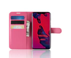 Hot Pink For HUAWEI Mate 20 Pro Premium Leather Flip Wallet TPU Phone Case Cover