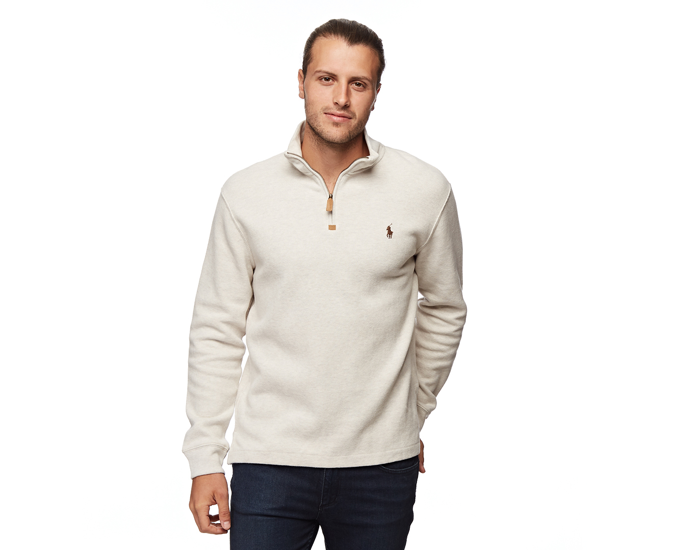 Polo Ralph Lauren Men's Half Zip Sweater - Faded Cream | Catch.co.nz
