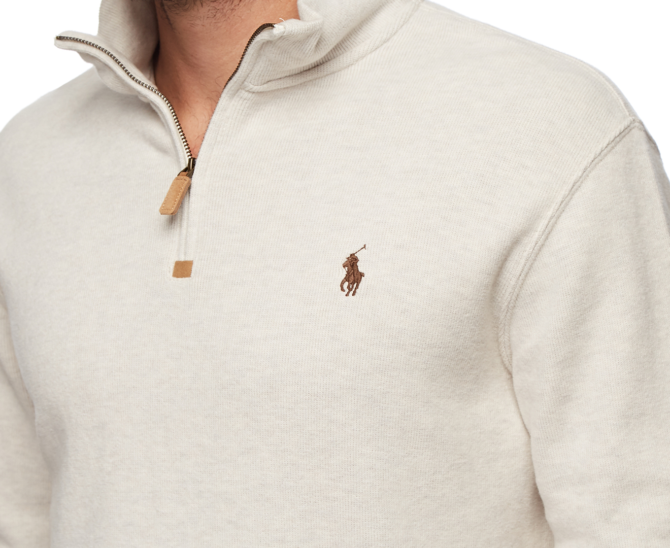 Polo Ralph Lauren Men's Half Zip Sweater - Faded Cream | Catch.co.nz