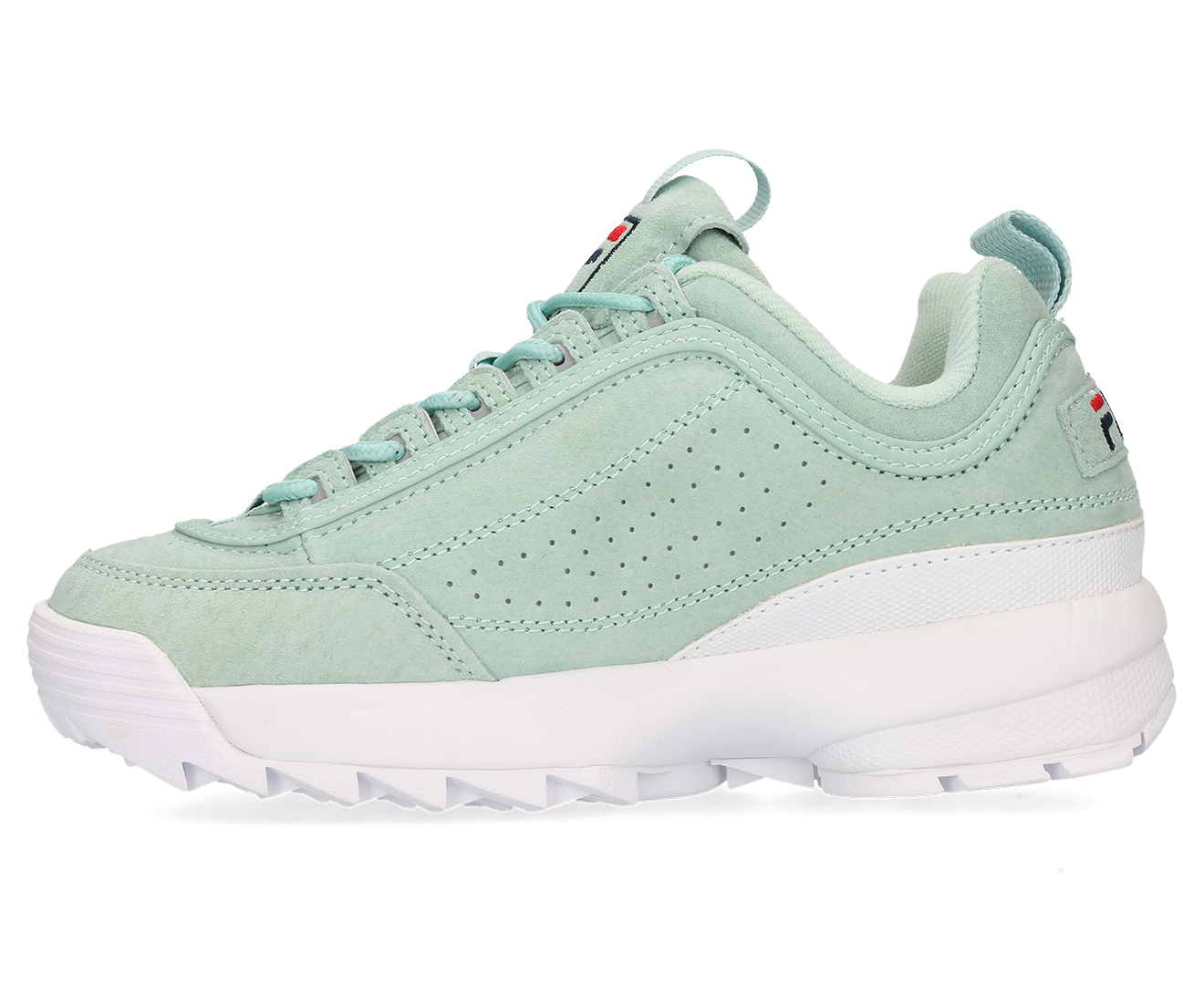 noodsituatie Voor type Kip Fila Women's Disruptor II Premium Suede Sneakers - Pastel Turquoise/White |  Catch.com.au