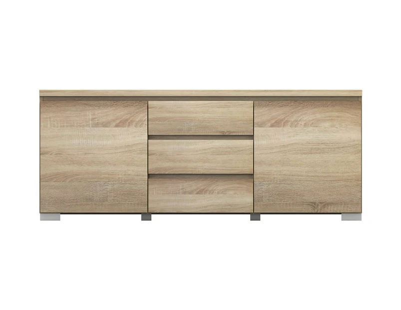 Elara Buffet Side Board - 2 Door 3 Drawers - Light Sonoma Oak - 160x66cm