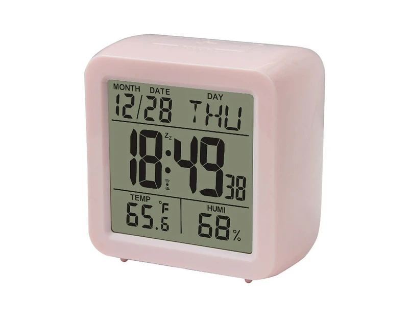 Pearl Lcd With Touch Snooze/Light Silent Alarm Clock - Pink - 9cm
