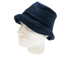 Stingy Brim Terry Towelling Bucket Hat Daggy Fishing Camping Lad Cap 100% COTTON - Navy Blue