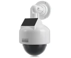 Solar Energy Realistic Dummy Dome Camera Surveillance Security with CCTV Sticker Blinking Red LED Light  - WHITE