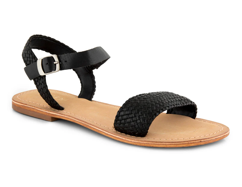 Siren Women's Bocca Leather Sandal - Black Calf