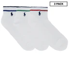 Polo Ralph Lauren Men's US Size 10-13 Technical Sport Quarter Sock 3-Pack - Multi