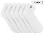 Polo Ralph Lauren Women's US Size 9-11 Quarter Sock 6-Pack - White