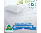 Australian Made Quilted Fully Fitted Mattress Protector Cotton Cover Double Size Bed