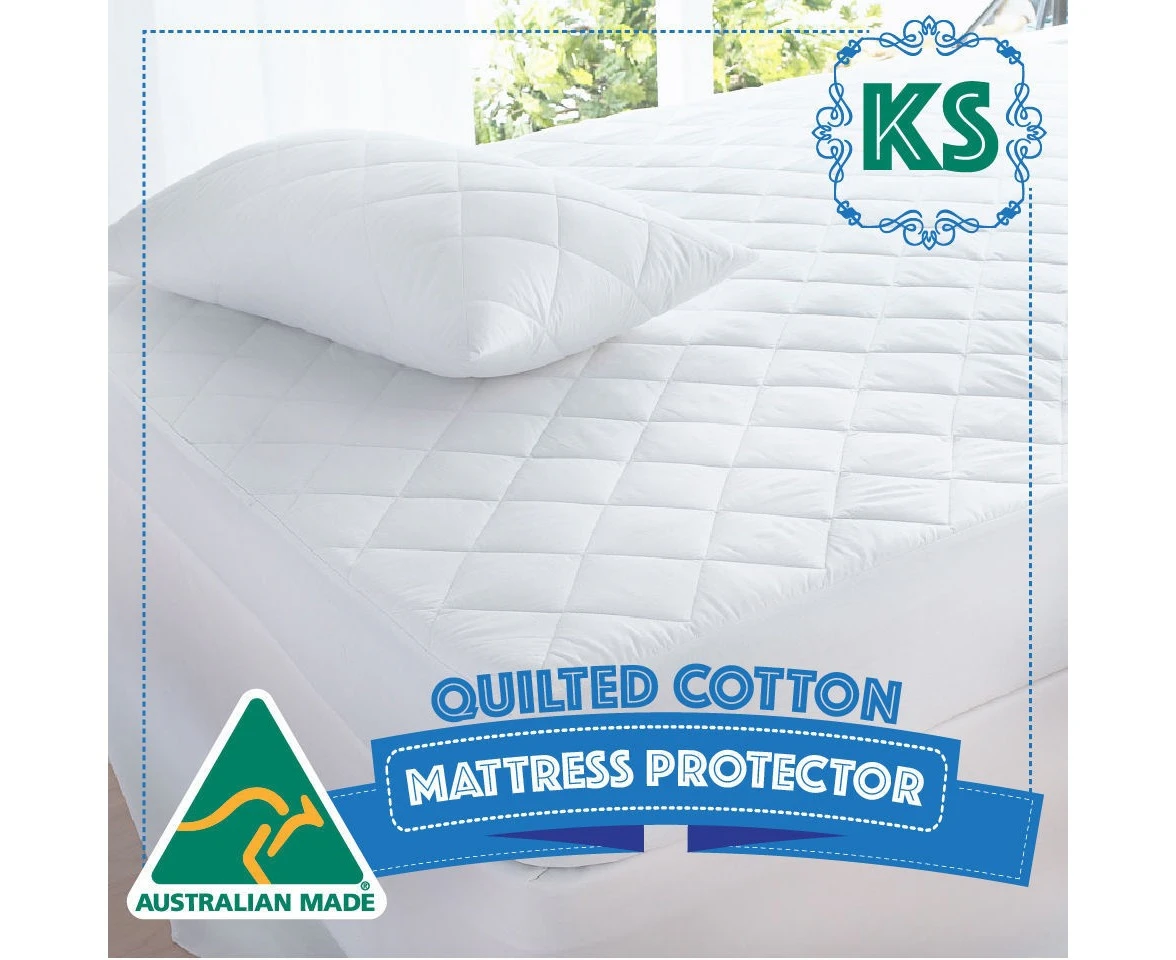 Australian Made Quilted Fully Fitted Mattress Protector Cotton Cover King Single Size Bed