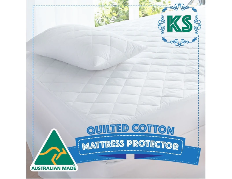 Australian Made Quilted Fully Fitted Mattress Protector Cotton Cover King Single Size Bed