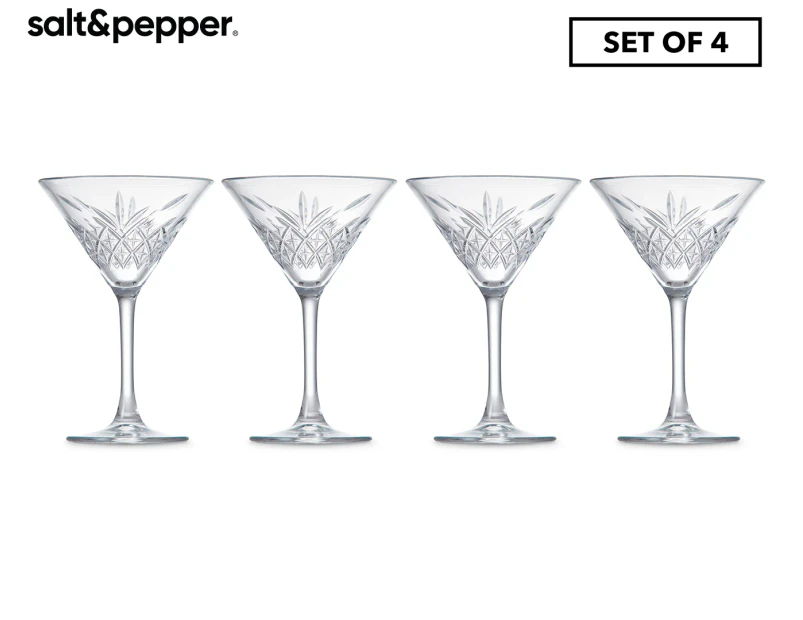 Set of 4 Salt & Pepper 230mL Winston Martini Glasses - Clear