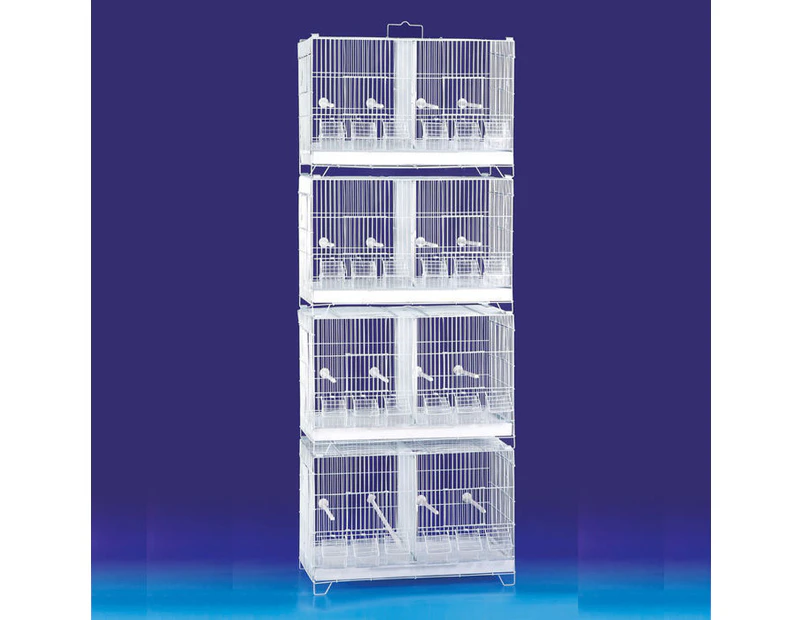 Set of 4 Stackable Breeding Bird Cage for Canary Finch Small Birds White