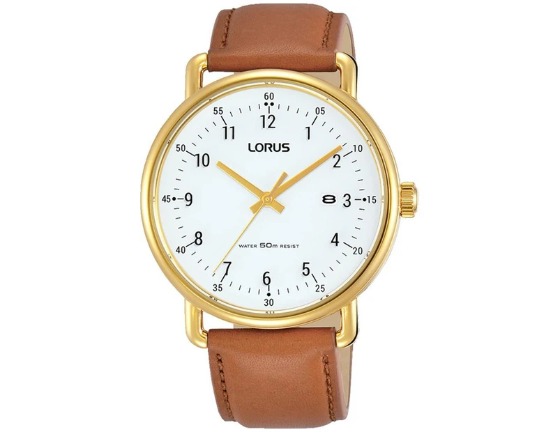Lorus Gold Leather Men's Watch - RH908KX-9