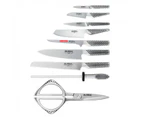 Global Takashi 10 Piece Knife Block Set + Minosharp Knife Sharpener Japanese Knives