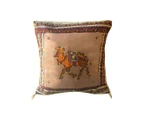 Embroidered Cushion Covers-Camel Brown
