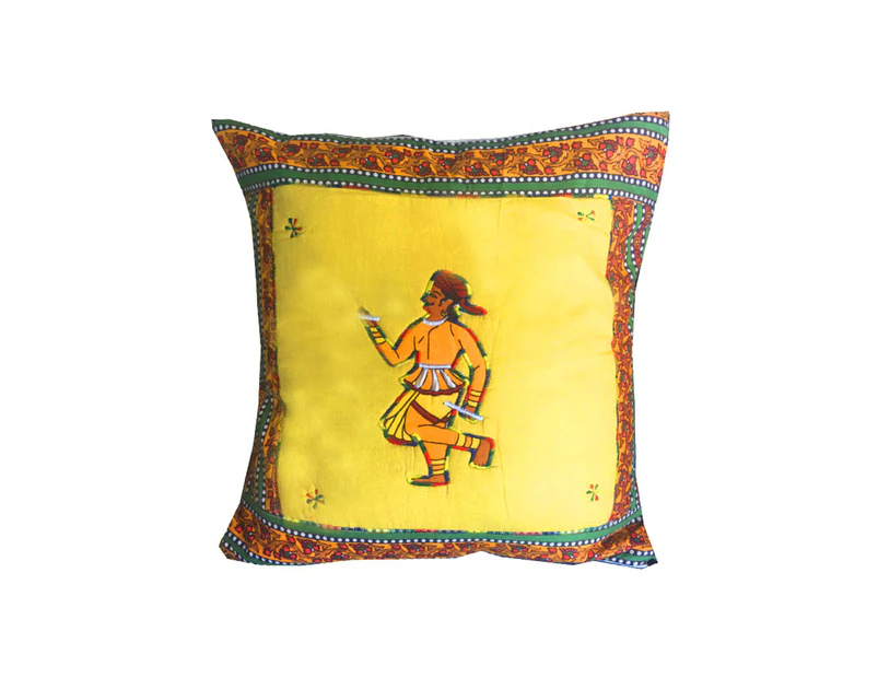 Embroidered Cushion Covers-Embroidered Cushion yellow