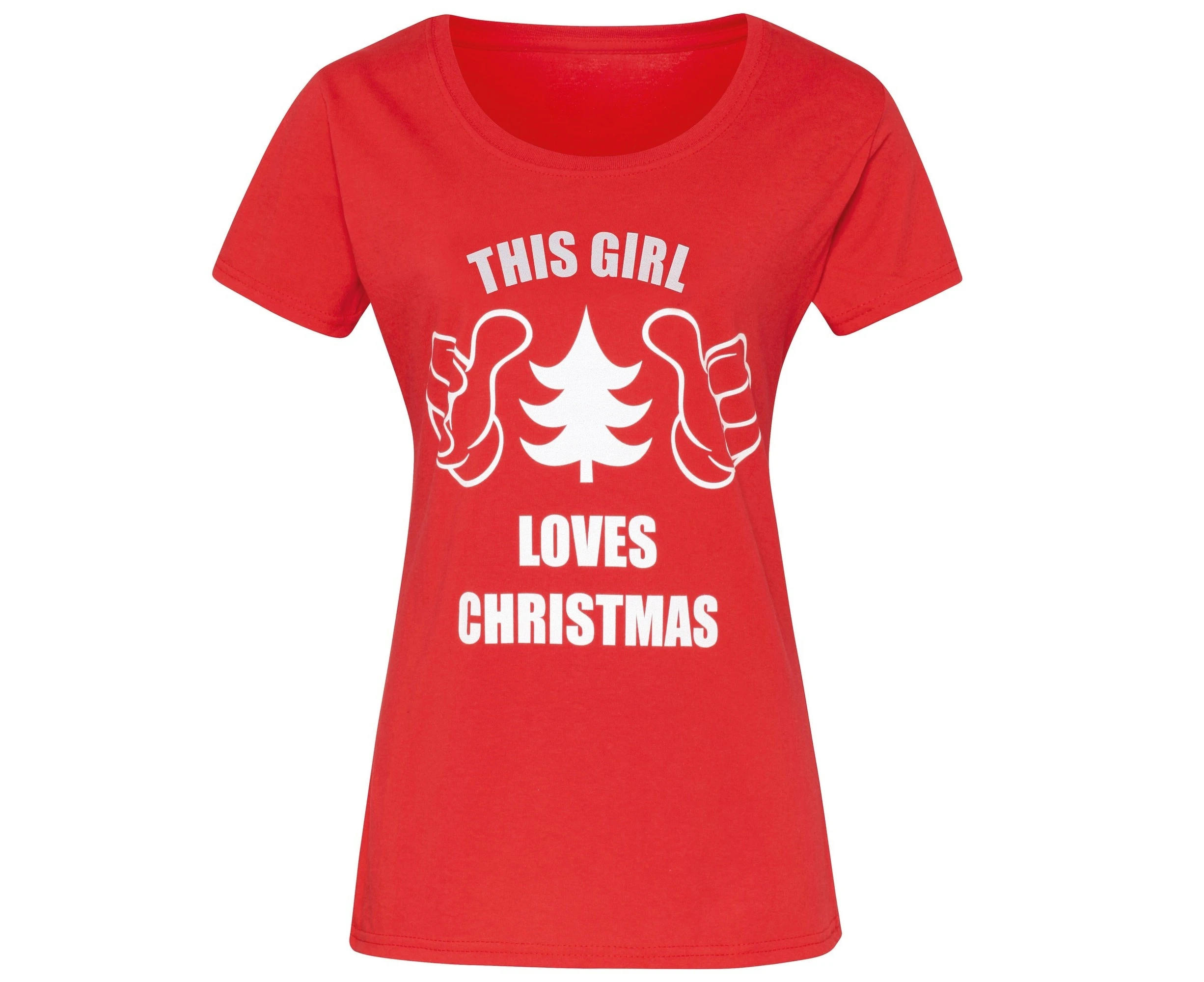 Christmas Shop Womens This Girl Loves Christmas Short Sleeve T-Shirt (Red) - RW6382