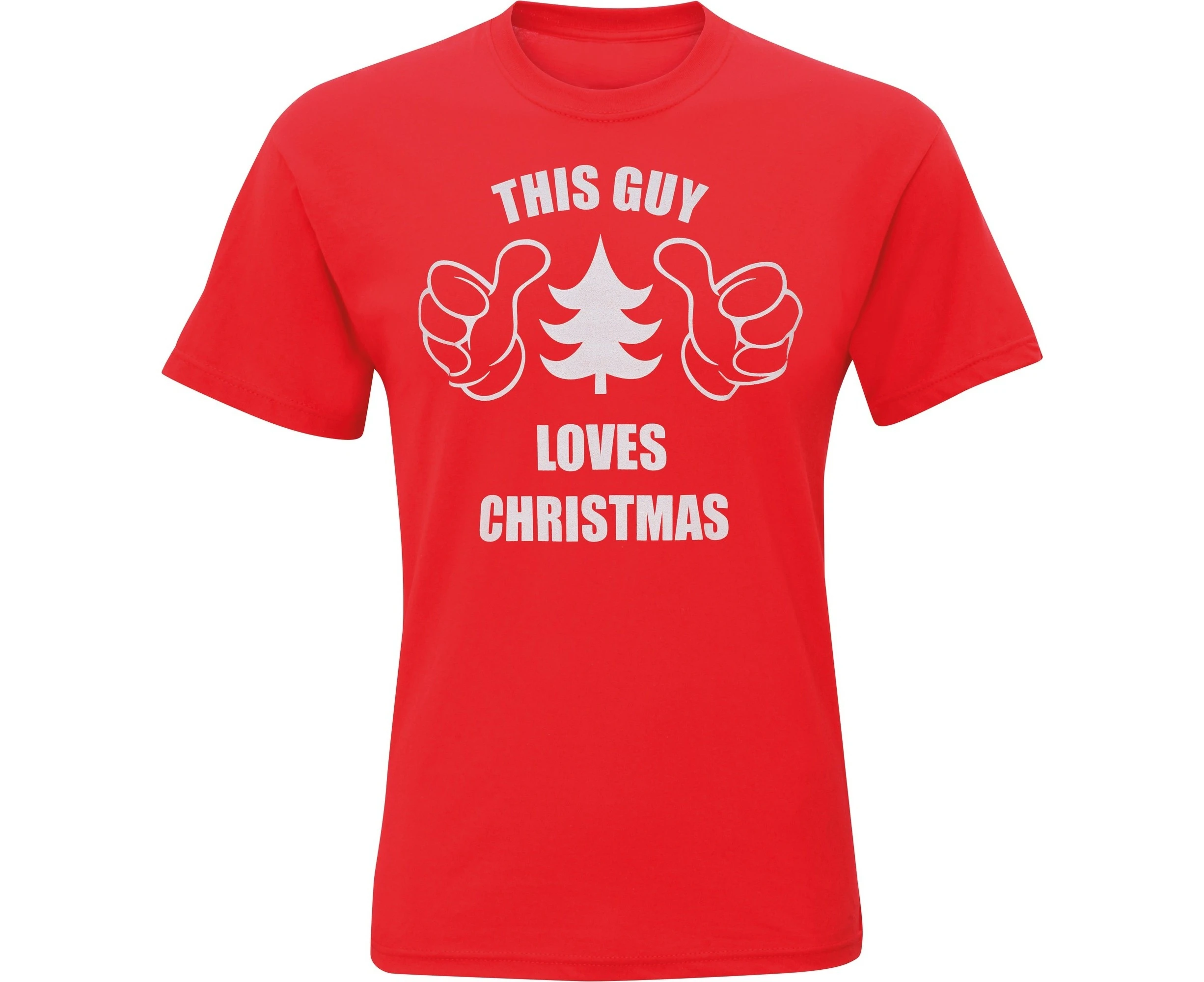 Christmas Shop Mens This Guy Loves Christmas Short Sleeve T-Shirt (Red) - RW6383