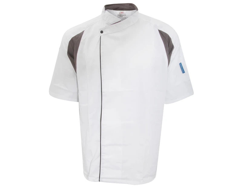 Le Chef Unisex Staycool Executive Short Sleeved Tunic (White/ Grey) - RW4267