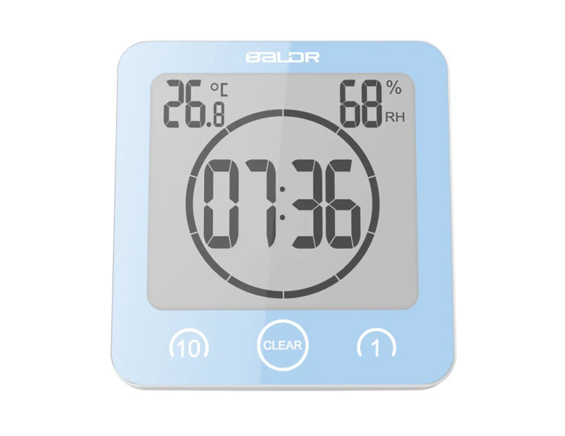 BALDR Digital Bathroom Shower Clock Waterproof Alarm Clock Timer - Blue