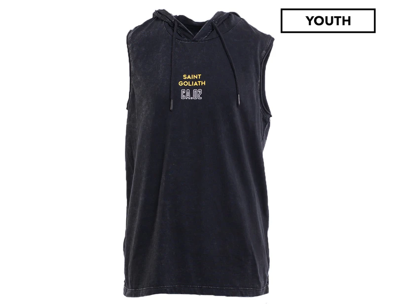 St Goliath Boys' Dipping Hooded Muscle Tank - Washed Black