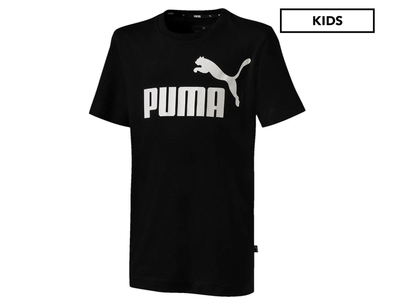 Puma Boys' Essentials Logo Tee / T-Shirt / Tshirt - Cotton Black