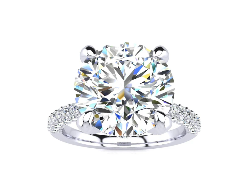 4 3/4 Carat Halo Diamond Engagement Ring With 4 Carat Center Diamond In 14K White Gold Size 6.5