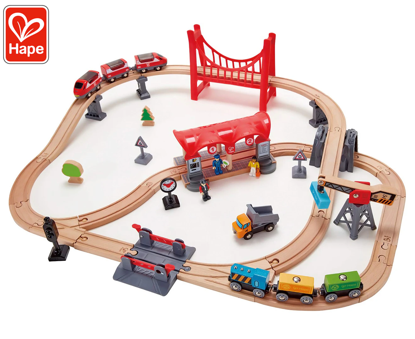 Hape Busy City Rail Train Set Vehicle Pretend Play Kids/Toddler Activity Toy 3+