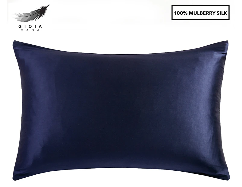 Gioia Casa Two-Sided 100% Mulberry Silk Pillowcase - Navy Blue