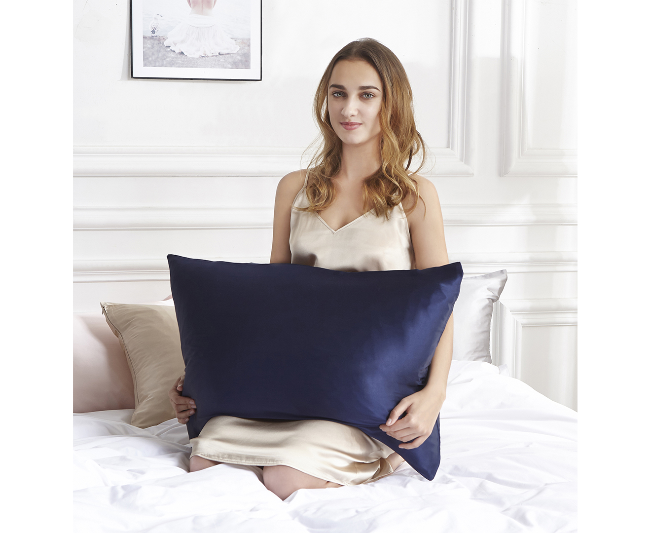 navy blue silk pillowcase