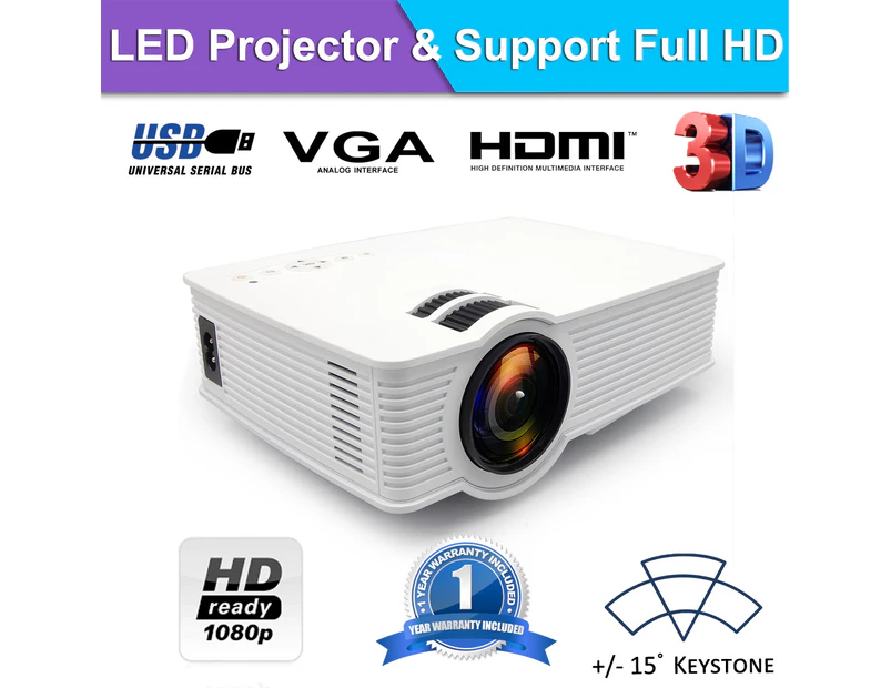Mini Portable Home Game & Moive Projector Support 1080p HDMI USB VGA