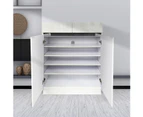 Wooden Mirror High Gloss Shoe Cabinet Rack Storage Organiser White