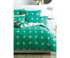 Linen House Deco Meta King Modern Graphic Print Reversible Quilt Cover Bedding Set Cotton - Green