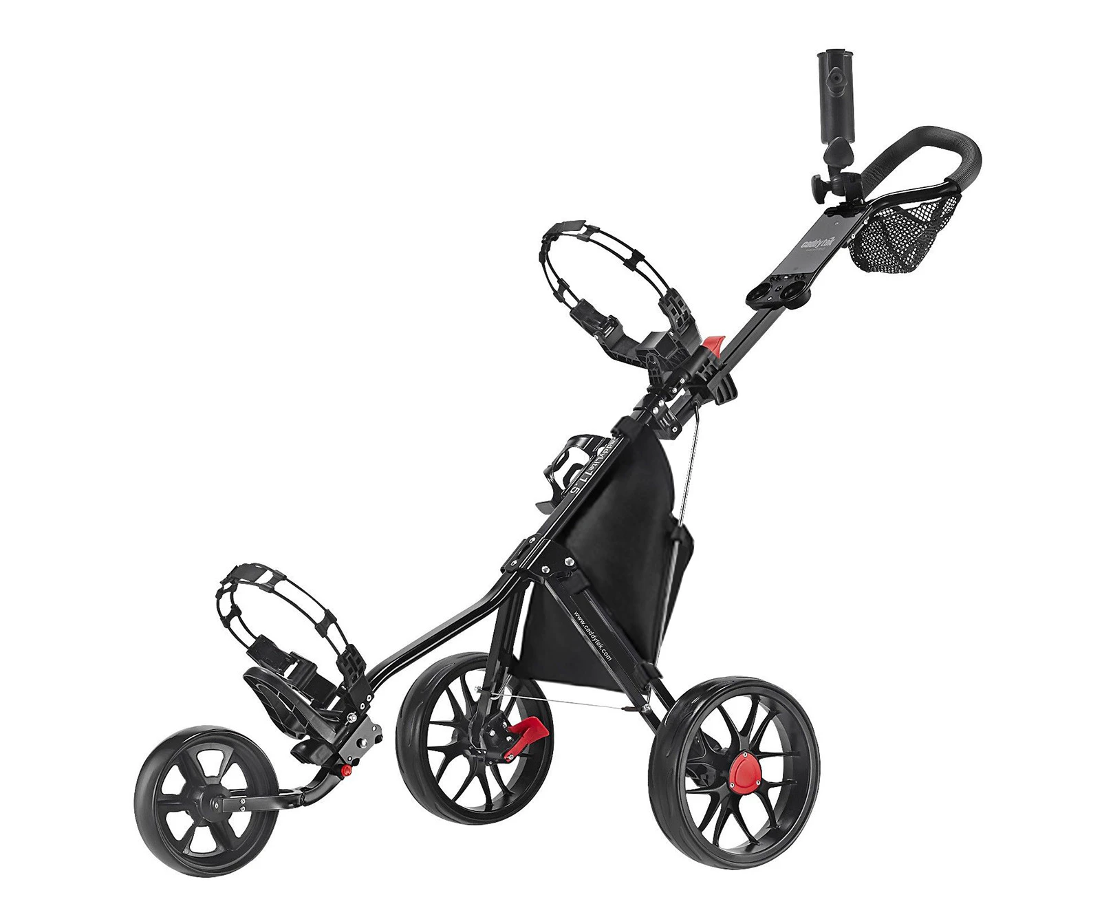 CaddyTek 11.5 v3 SuperLite Deluxe 3-Wheel Golf Buggy / Push Cart - Black