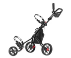 CaddyTek 11.5 v3 SuperLite Deluxe 3 Wheel Golf Buggy / Push Cart - Black