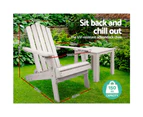 Gardeon 2pcs Outdoor Chair Table Set Wooden Adirondack Beach Garden Lounge Beige