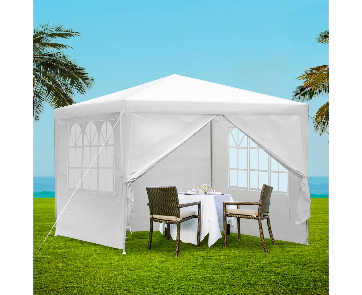 Instahut Gazebo 3x3m Outdoor Marquee Side Wall Party Wedding Tent Camping White 4 Panel