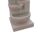 Solar Power Four-Tier Water Fountain Feature w/ LED Light Sand Beige