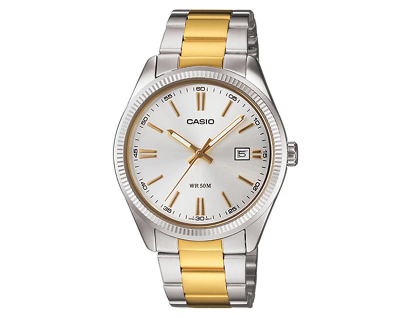 Casio Vintage Men's 38mm MTP1302SG-7A Stainless Steel Watch - Silver/Gold